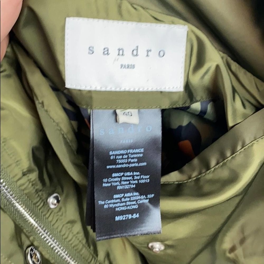 Sandro Paris Green Reversible Puffer Jacket Large - Picture 6 of 10
